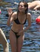 Zoey Deutch in Black Bikini in Ischia, Italy