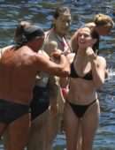 Zoey Deutch in Black Bikini in Ischia, Italy