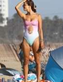 Alessandra Ambrosio in One Piece at the Beach in Santa Monica
