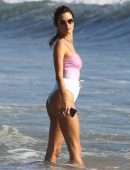 Alessandra Ambrosio in One Piece at the Beach in Santa Monica