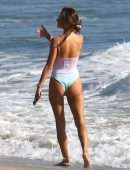 Alessandra Ambrosio in One Piece at the Beach in Santa Monica