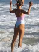 Alessandra Ambrosio in One Piece at the Beach in Santa Monica