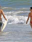 Alessandra Ambrosio in Bikini with Boyfriend Nicolo Oddi in Malibu