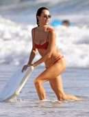 Alessandra Ambrosio in Bikini with Boyfriend Nicolo Oddi in Malibu