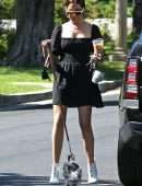 Ashley Tisdale Leggy, Walking her Dog in Los Angeles