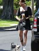 Ashley Tisdale Leggy, Walking her Dog in Los Angeles