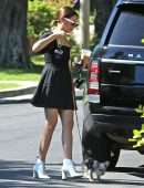 Ashley Tisdale Leggy, Walking her Dog in Los Angeles