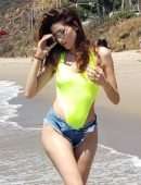 Blanca Blanco Booty in Shorts on the Beach in Malibu