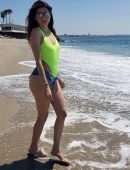 Blanca Blanco Booty in Shorts on the Beach in Malibu