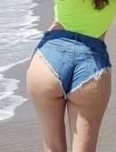 Blanca Blanco Booty in Shorts on the Beach in Malibu