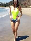Blanca Blanco Booty in Shorts on the Beach in Malibu