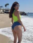 Blanca Blanco Booty in Shorts on the Beach in Malibu