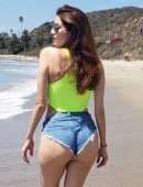 Blanca Blanco Booty in Shorts on the Beach in Malibu
