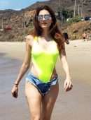 Blanca Blanco Booty in Shorts on the Beach in Malibu