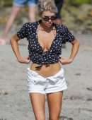 Charlotte McKinney Cleavage on the Beach in Malibu