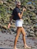 Charlotte McKinney Cleavage on the Beach in Malibu