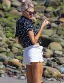 Charlotte McKinney Cleavage on the Beach in Malibu