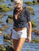 Charlotte McKinney Cleavage on the Beach in Malibu