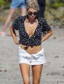 Charlotte McKinney Cleavage on the Beach in Malibu