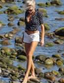 Charlotte McKinney Cleavage on the Beach in Malibu
