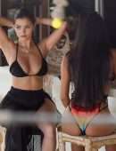 Demi Rose Mawby in Black Bikini at La Brisa Beach Club in Bali