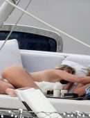 Heidi Klum in Bikini on a Yacht in Capri