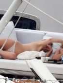 Heidi Klum in Bikini on a Yacht in Capri