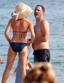 Jenna Dewan in Navy Blue Bikini with her Boyfriend Steve Kazee