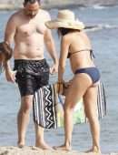 Jenna Dewan in Navy Blue Bikini with her Boyfriend Steve Kazee