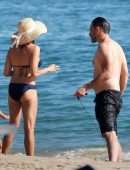 Jenna Dewan in Navy Blue Bikini with her Boyfriend Steve Kazee