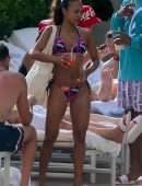 Karrueche Tran Booty in Red Bikini at a Pool in Hawaii