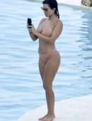 Kourtney Kardashian in Bikini at a Pool in Costa Smeralda