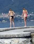 Miley Cyrus Booty in Bikini in Lake Como