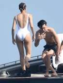 Nathalie Emmanuel Booty in White Swimsuit in Italy