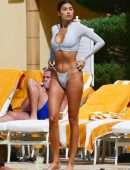 Nicole Williams Booty in a Thong Bikini at a Pool in Las Vegas