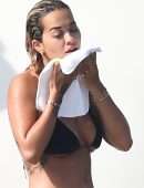 Rita Ora Booty in Black Bikini in Porto Cervo