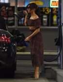 Sarah Hyland Pumping Gas after Dinner in LA