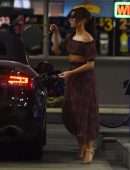 Sarah Hyland Pumping Gas after Dinner in LA