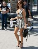 Sarah Hyland Leggy on “Extra” at Universal Studios Hollywood in Universal City