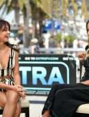 Sarah Hyland Leggy on “Extra” at Universal Studios Hollywood in Universal City