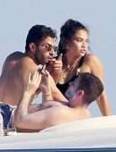 Shanina Shaik Sideboob on a Yacht with Friends in Formentera