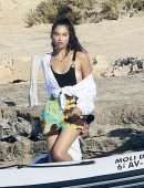 Shanina Shaik Sideboob on a Yacht with Friends in Formentera