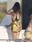 Shanina Shaik Sideboob on a Yacht with Friends in Formentera