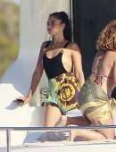 Shanina Shaik Sideboob on a Yacht with Friends in Formentera