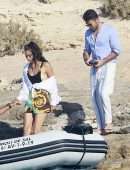 Shanina Shaik Sideboob on a Yacht with Friends in Formentera