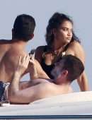 Shanina Shaik Sideboob on a Yacht with Friends in Formentera