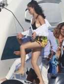 Shanina Shaik Sideboob on a Yacht with Friends in Formentera