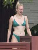 Sophie Turner in Bikini with Dog in Miami