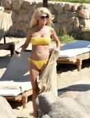 Victoria Silvstedt in Yellow Bikini at a Beach in Sardinia