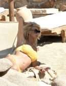 Victoria Silvstedt in Yellow Bikini at a Beach in Sardinia